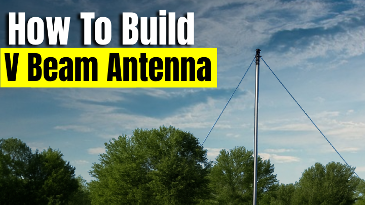 HF V beam antenna strung between two tall support masts