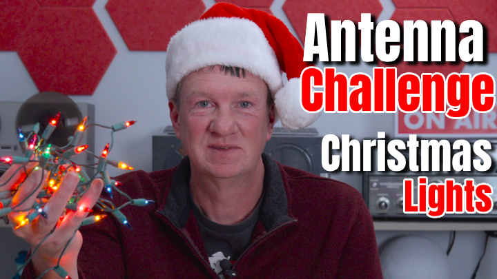 Christmas light strand used as a ham radio antenna element