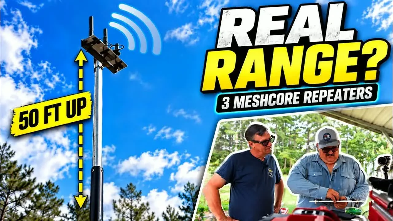 MeshCore Range Test: 3 Repeaters 50 Feet Up
