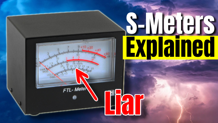 Analog S meter on a ham radio transceiver